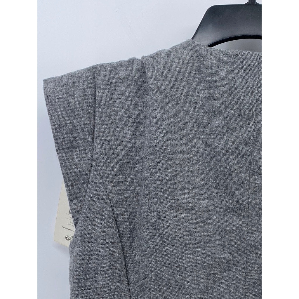 BA&SH Women's Charcoal Gray Dornelle Spilt Neck Padded Cap Sleeve Mini Dress SZM