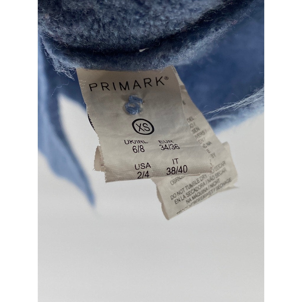 PRIMARK Women's Blue Knit V-Neck Long Sleeve Pocket Button-Up Cardigan SZ 2/4