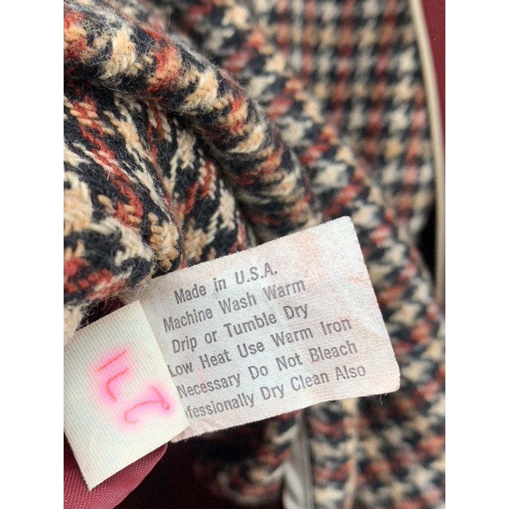 ILGWU Women's Vintage Burgundy Button-Up Notch Collar Wool-Blend Coat SZ L