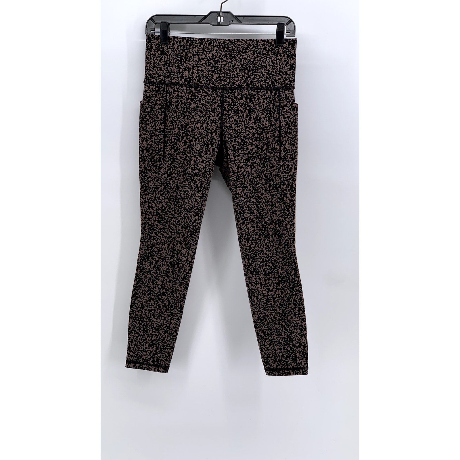 ATHLETA Women's Brown-Black Printed Salution Stash High-Rise Leggings SZ M