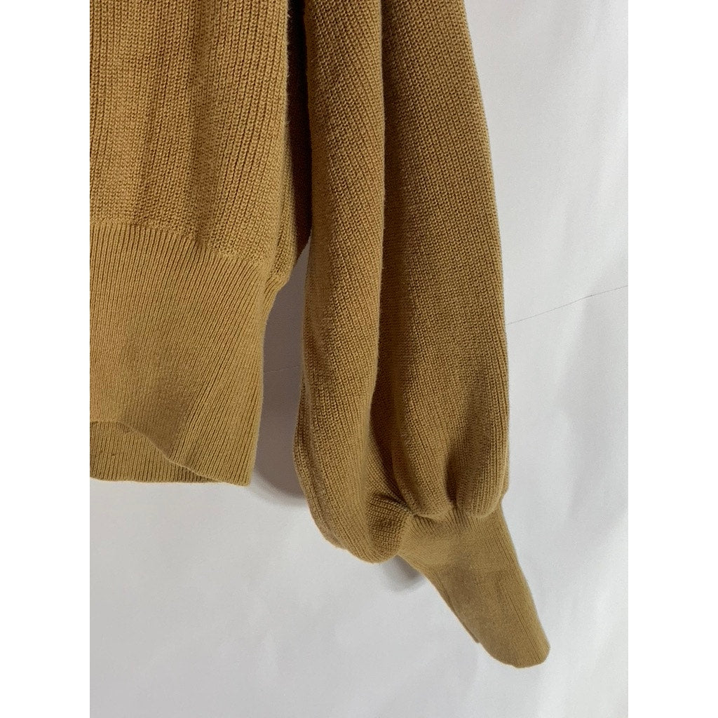 LEE Women's Brown Patch Logo Ribbed Mock-Neck Pullover Sweater SZ 14(L)