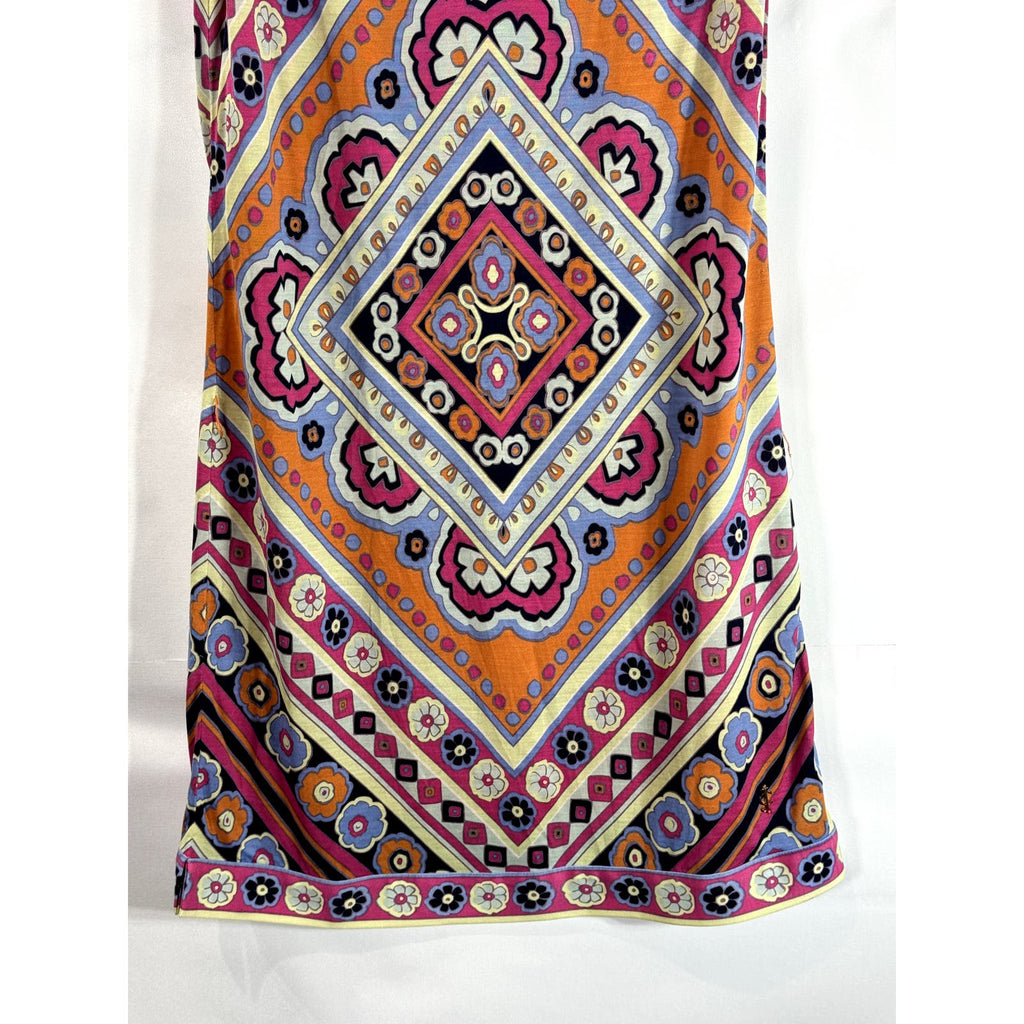 JUICY COUTURE Women's Orange Multi Diamond Floral Silk Sleeveless Mini Dress SZS