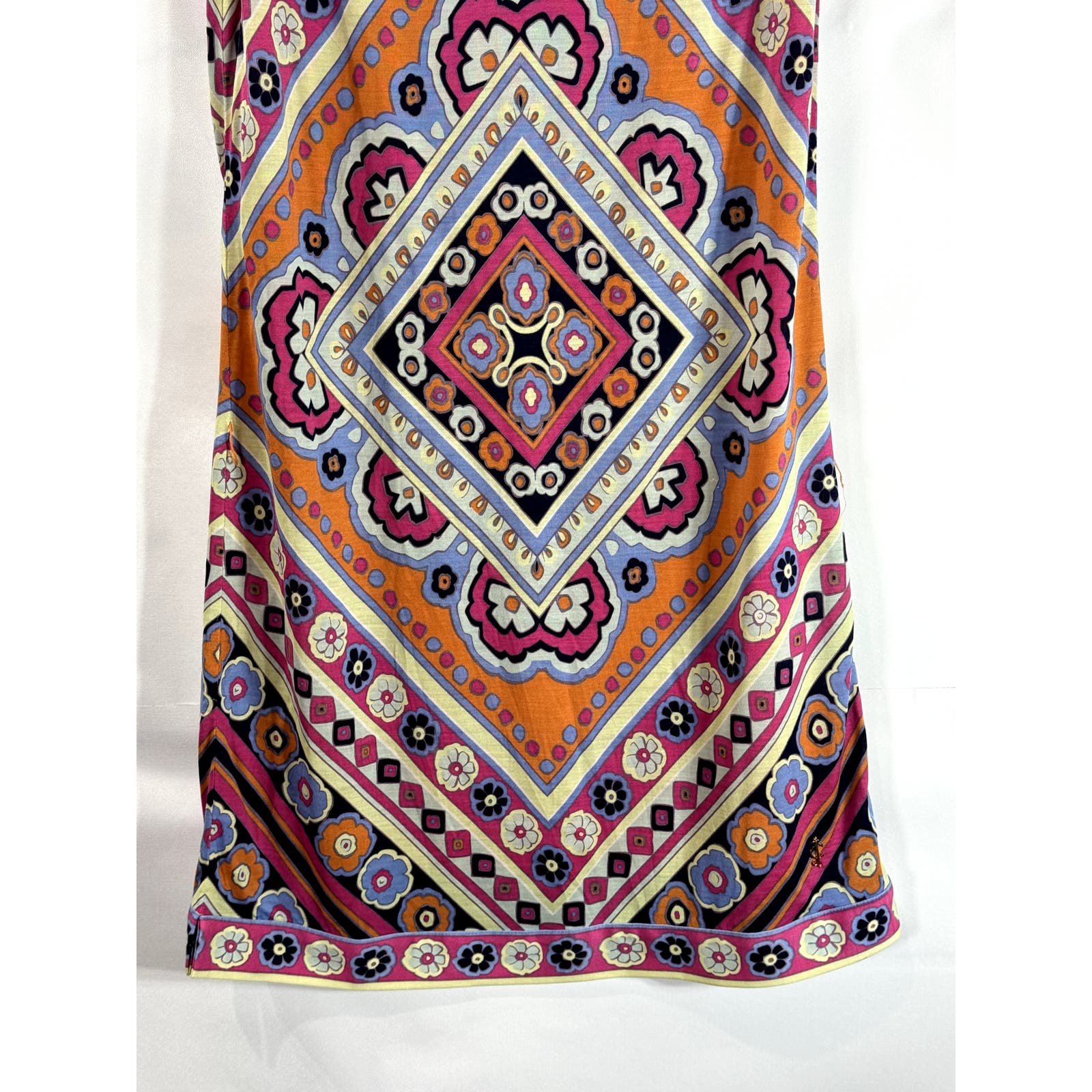 JUICY COUTURE Women's Orange Multi Diamond Floral Silk Sleeveless Mini Dress SZS