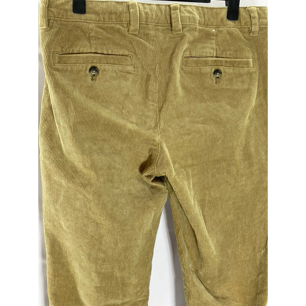 MNG Men's Tan Slim-Fit Drawstring Corduroy Trousers SZ 30