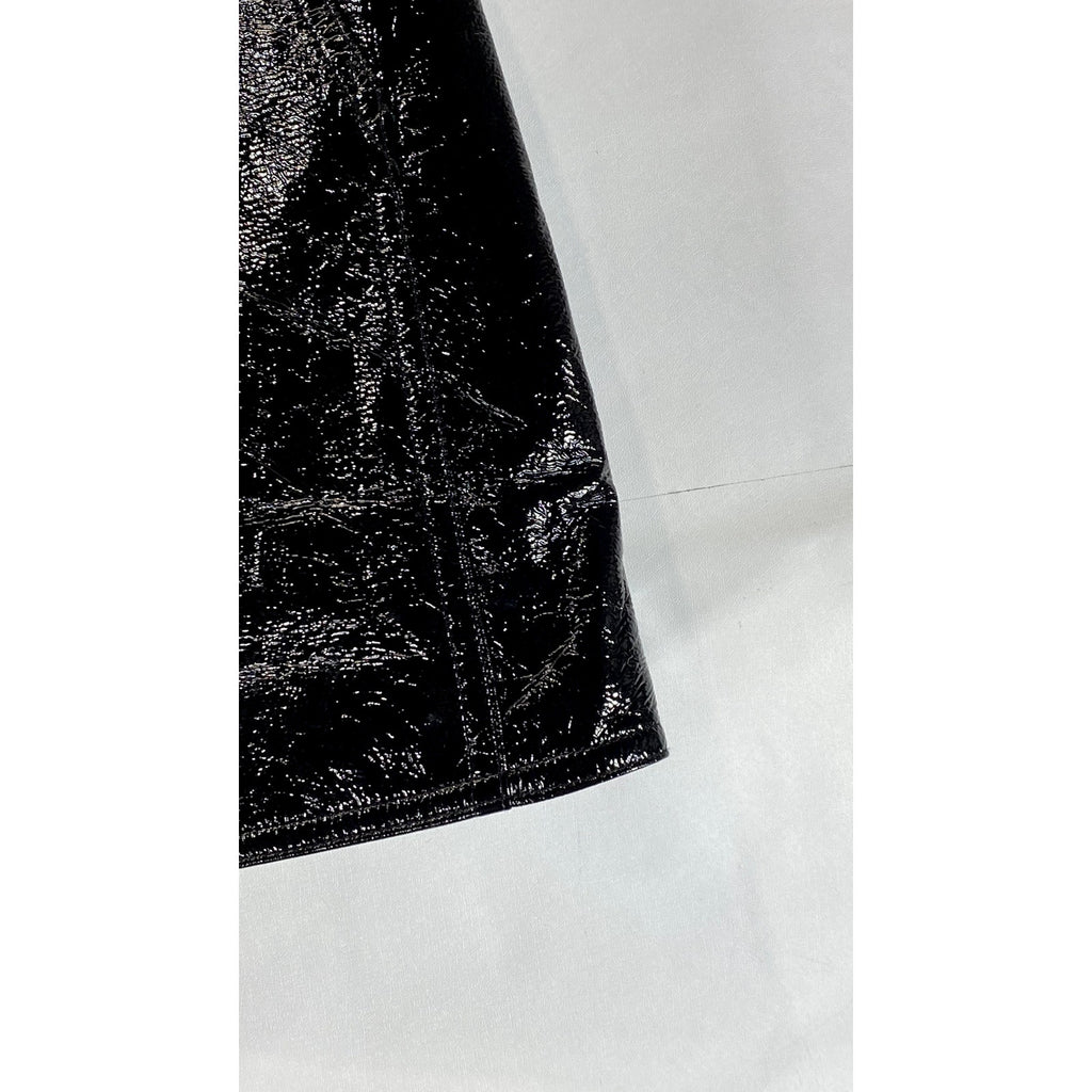ANN SHEN Women's Black Faux Leather Straight Mini Skirt SZ L