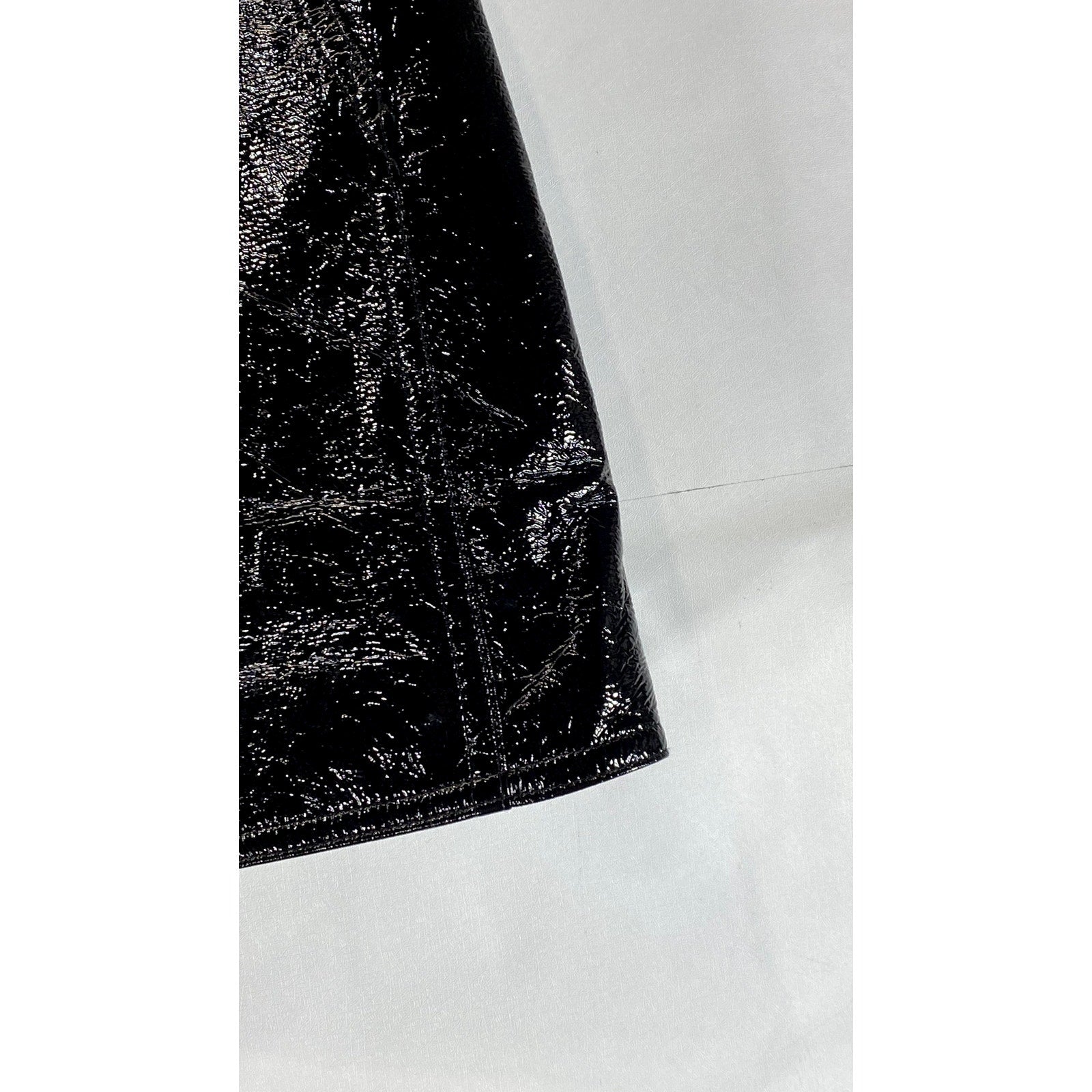 ANN SHEN Women's Black Faux Leather Straight Mini Skirt SZ L
