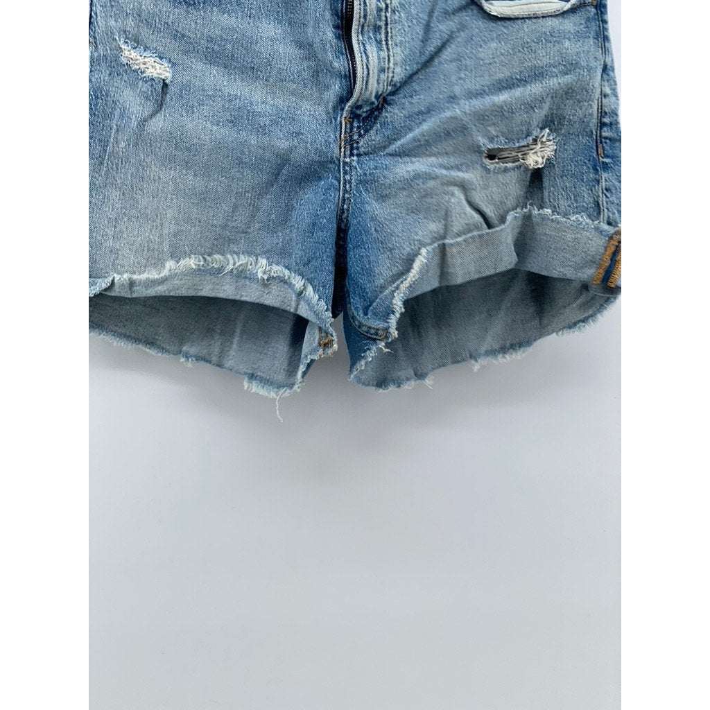 BANANA REPUBLIC Women’s Blue Medium Wash Denim Distressed High-Rise Shorts SZ 30
