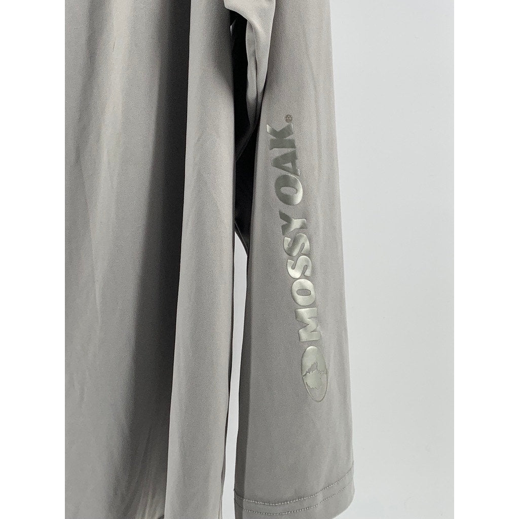 MOSSY OAK Men's Light Gray Crewneck Long Sleeve Logo Active T-Shirt SZ XL