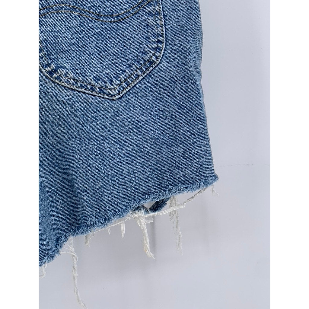 LEE Women's Blue Denim Vintage Distressed Cut-Off Shorts SZ 33