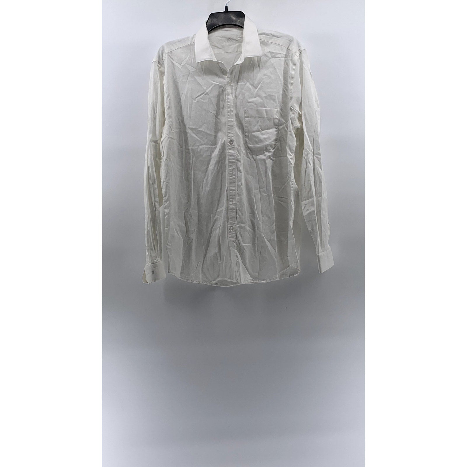 LOUIS PHILIPPE Men's White Solid Button-Up Slim-Fit Long Sleeve Shirt SZ S