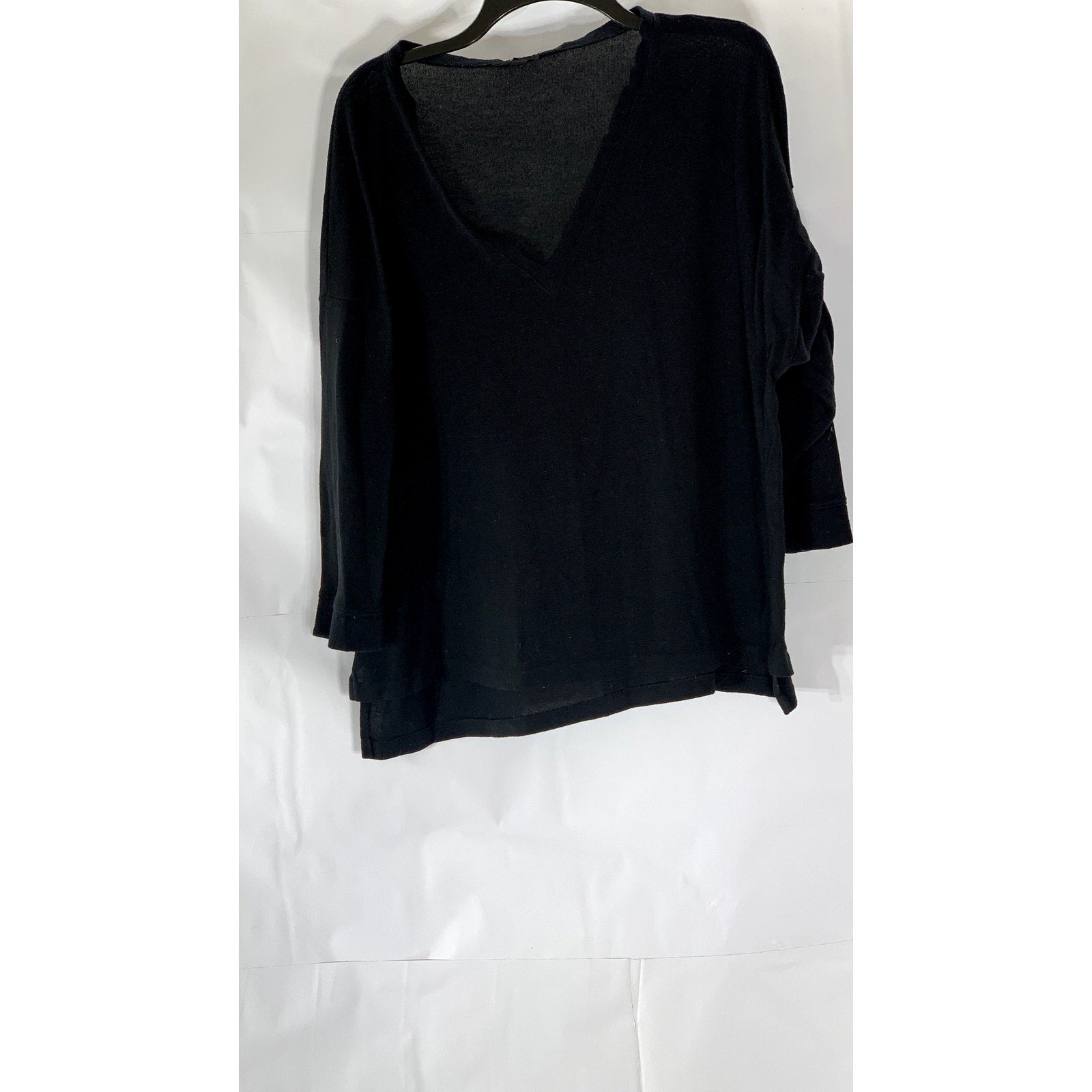 J.CREW Women's Black V-Neck Long Sleeve Knit Slit-Hem Sweater SZ XL