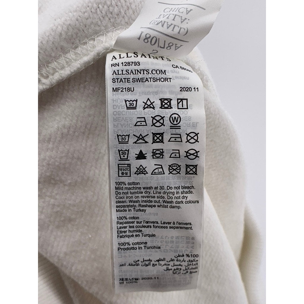 ALLSAINTS Men's White State Relaxed Fit Straight Drawstring Sweat Short SZ S