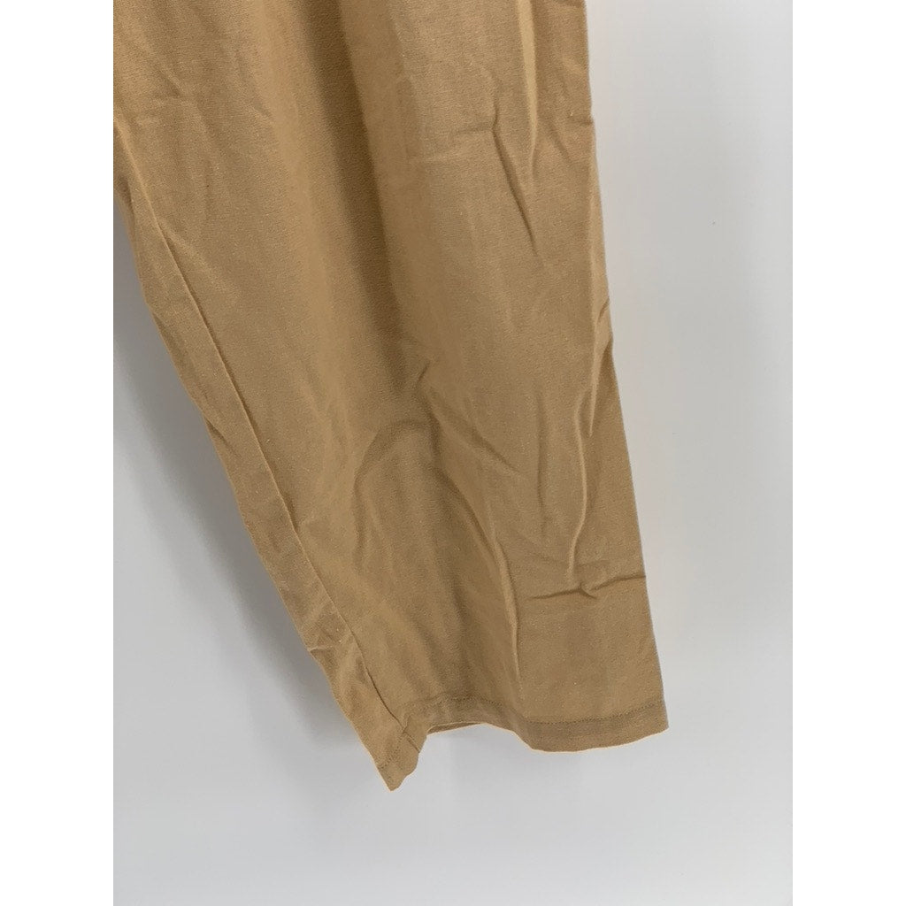 DIVINA Women's Tan Linen-Blend Milan Straight Leg Casual Pants SZ S
