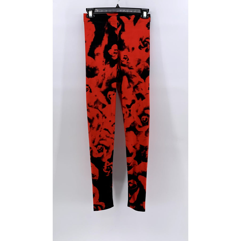 ART OF WHERE Women's Red-Black Printed Ankle Leggings SZ S