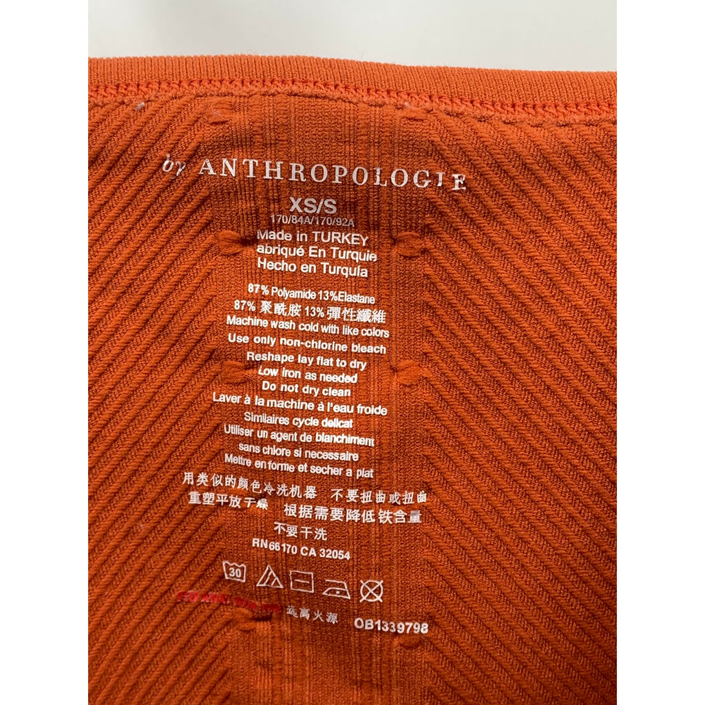 ANTHROPOLOGIE Women's Dark Orange Rib Stretch V-Neck One-Piece Bodysuit SZ XS/S