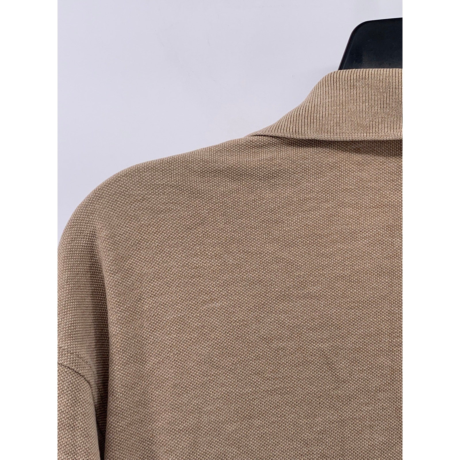 GRANT THOMAS Men’s Tan Solid Long Sleeve Casual Polo Shirt SZ L