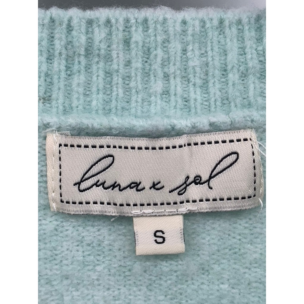 LUNA & SOL Women's Light Blue Crewneck Knit Sweater SZ S