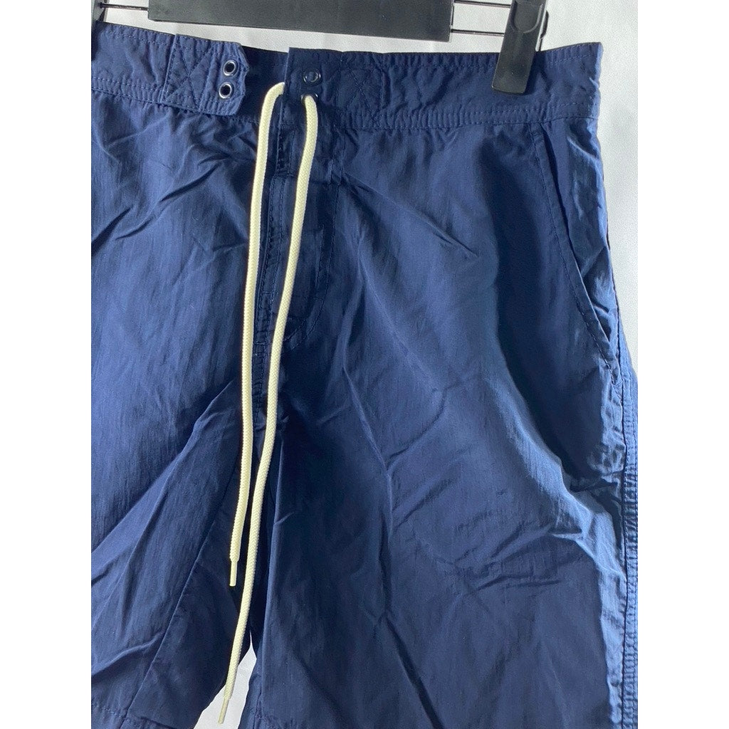 UNIQLO Boy's Navy Blue Lined Drawstring Waist Swim Trunks SZ M