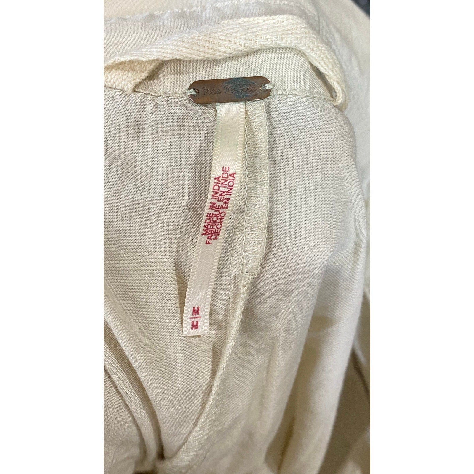 FREE PEOPLE X Revolve Women's Beige Cameron Shirt Tie-Waist One Piece SZ M