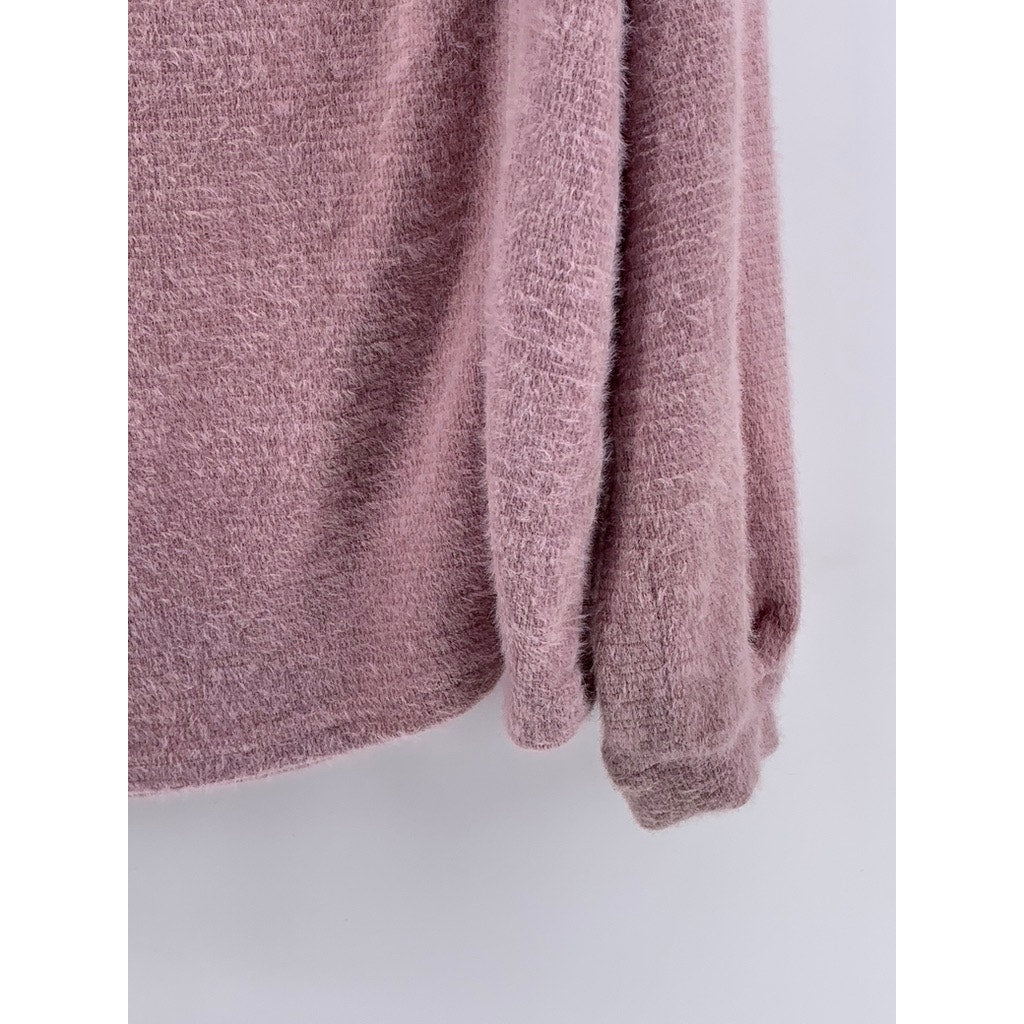 C&C CALIFORNIA Women's Pink Soft Knit V-Neck Sweater Top SZ XL