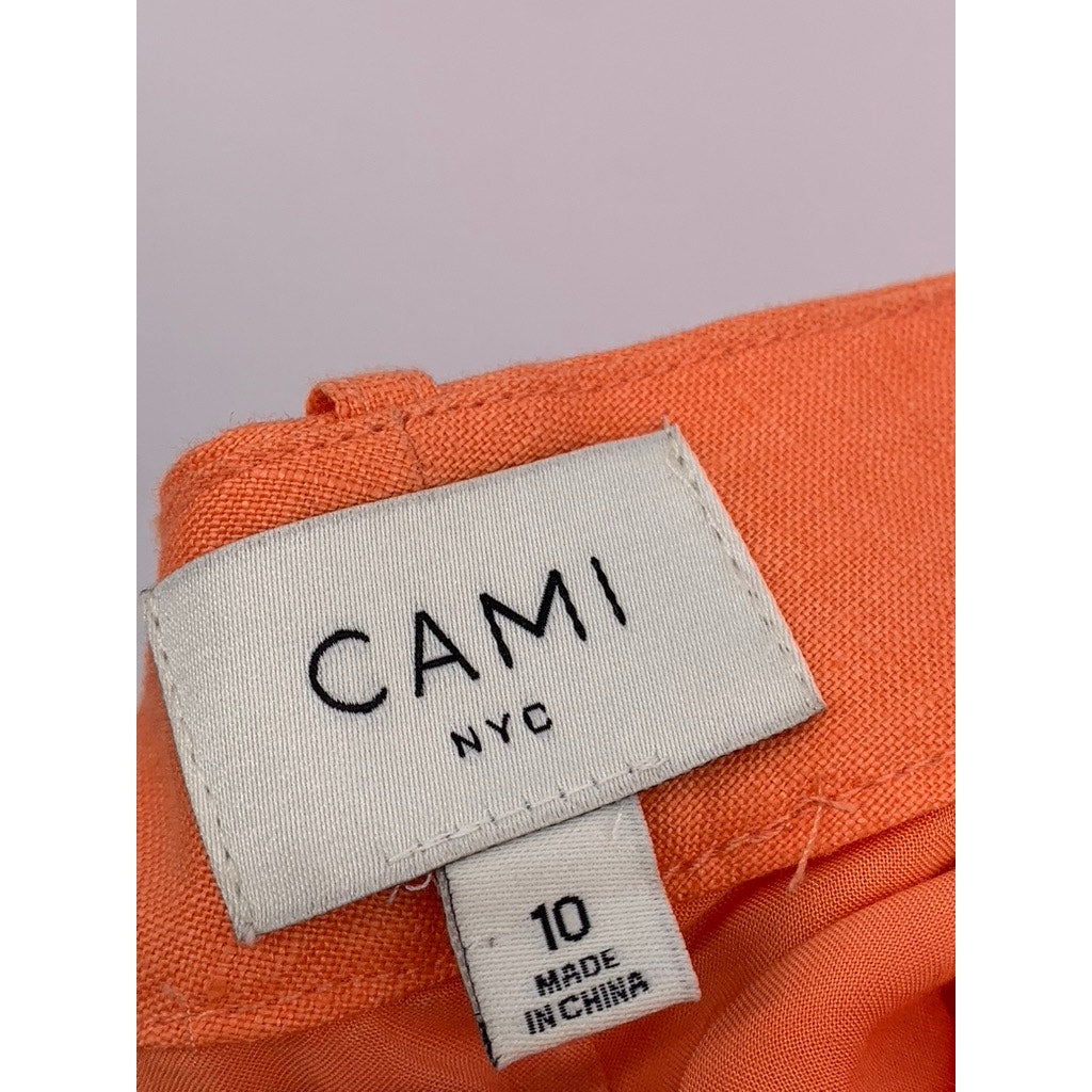 CAMI NYC Women’s Orange Linen High Rise Shorts SZ 10