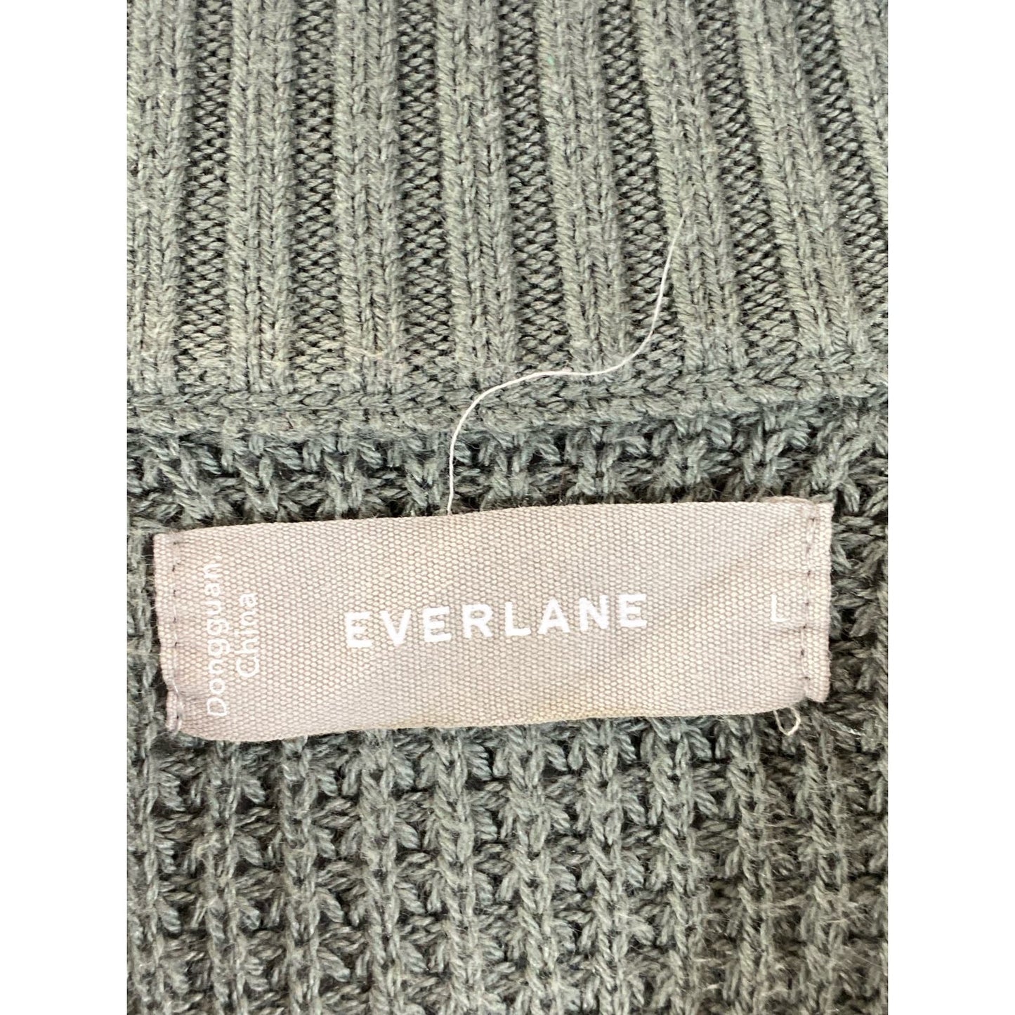 EVERLANE Men's Army Green Waffle Knit Crewneck Pullover Long Sleeve Sweater SZ L