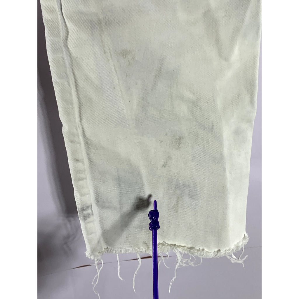 DENIM FORUM Women's White Button-Fly High-Rise The Bailey Crop Flare Jean SZ 24