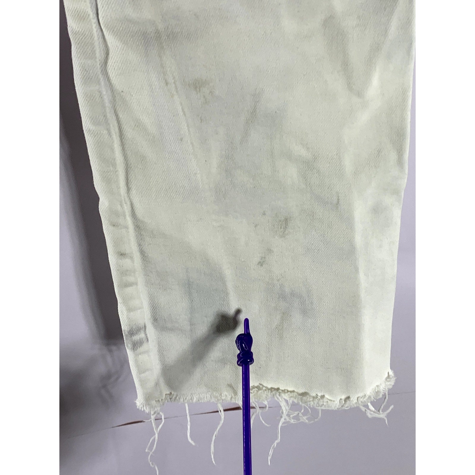 DENIM FORUM Women's White Button-Fly High-Rise The Bailey Crop Flare Jean SZ 24