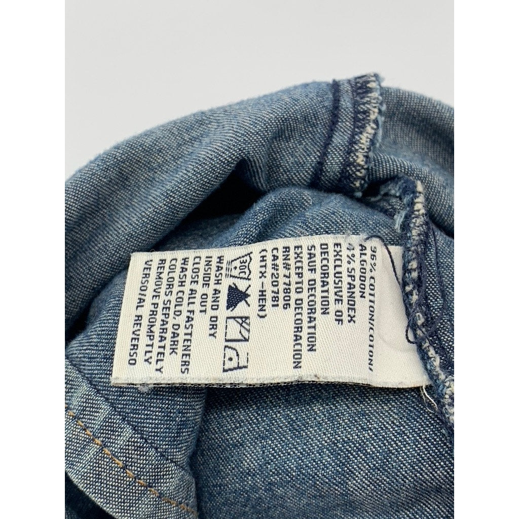 TOMMY JEANS Women’s Blue Denim Cargo Straight-Leg Jumpsuit SZ XS