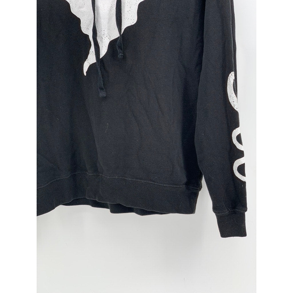 MODERN LUX Women's Black-White Ghost Graphic Hoodie SZ S
