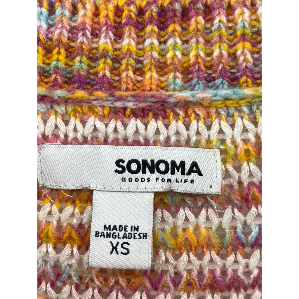 SONOMA GOODS FOR LIFE Women's Orange Multicolor Knit Crewneck Sweater SZ XS