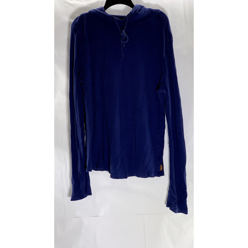7 FOR ALL MANKIND Men's Dark Blue Long Sleeve Pullover Hooded Shirt SZ L