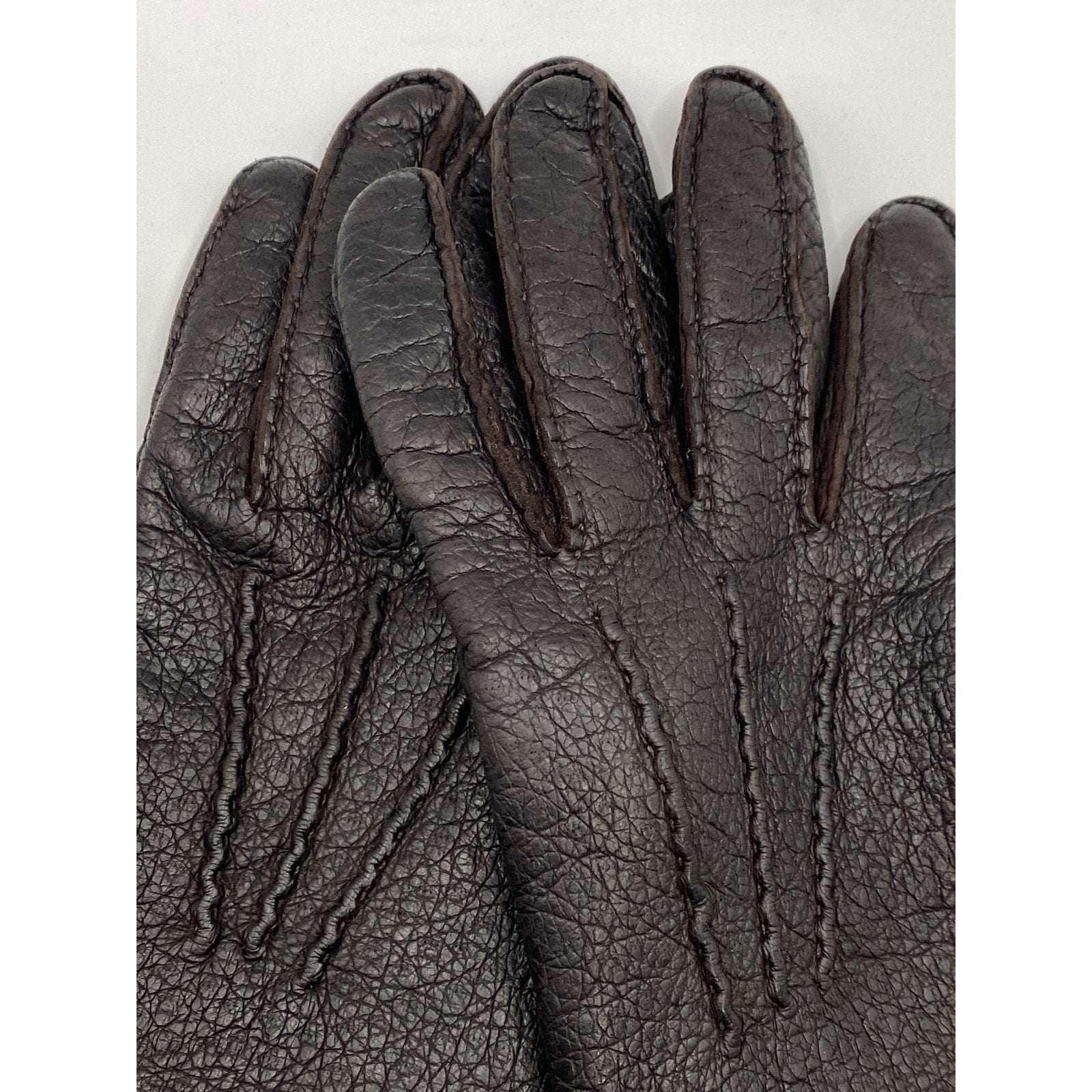 SERMONETA Women's Brown Leather Cashmere Lined Gloves SZ 7
