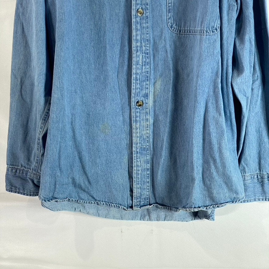 ULTRACLUB Men's Blue Cypress Denim Long Sleeve Button-Up Shirt SZ L