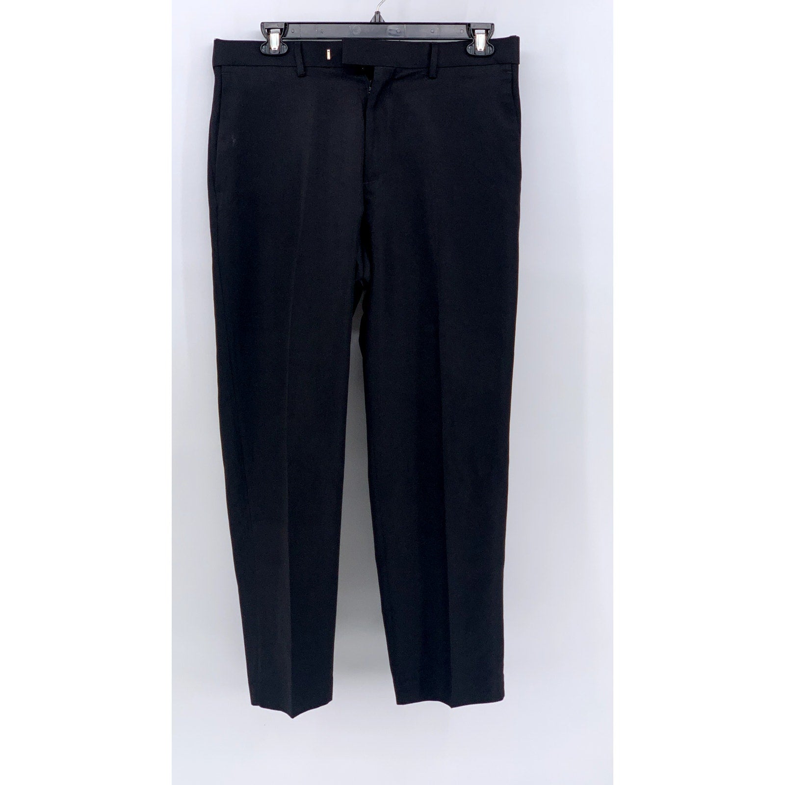 SAVANE Men's Black Solid Straight Flat Front Pants SZ 34X30