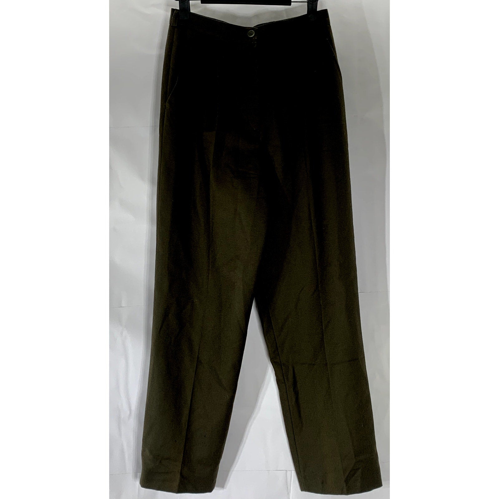 GIORGIO SANT'ANGELO Petite Women's Vintage Olive Green Pleated Wool Pant SZ 8