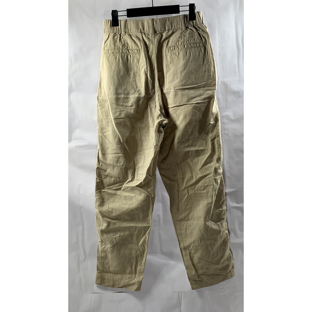 UNIQLO Women’s Tan Cotton-Linen Straight-Leg Pant SZ S