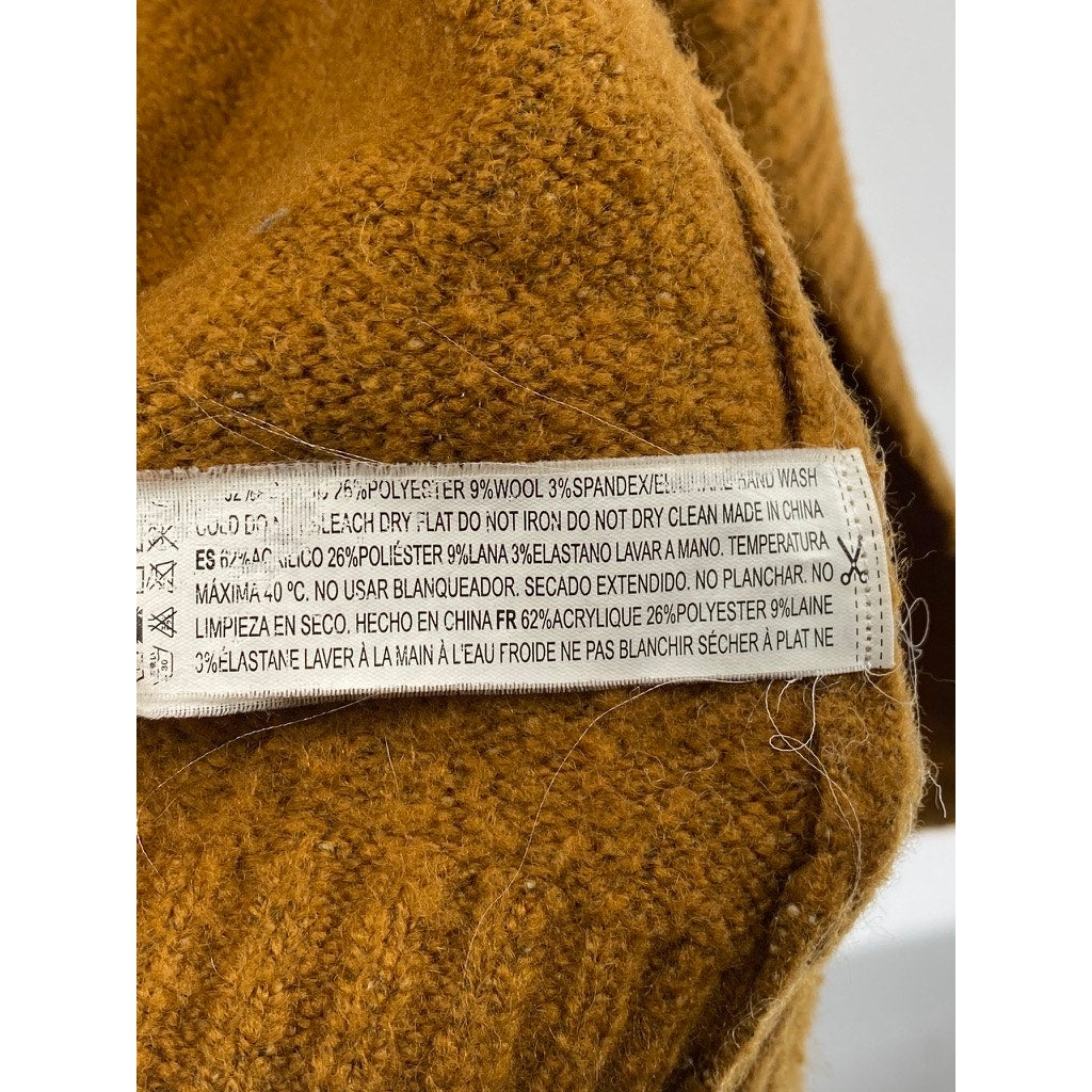 FOREVER 21 Women's Mustard Yellow Knit Wool-Blend Open-Front Cardigan SZ S
