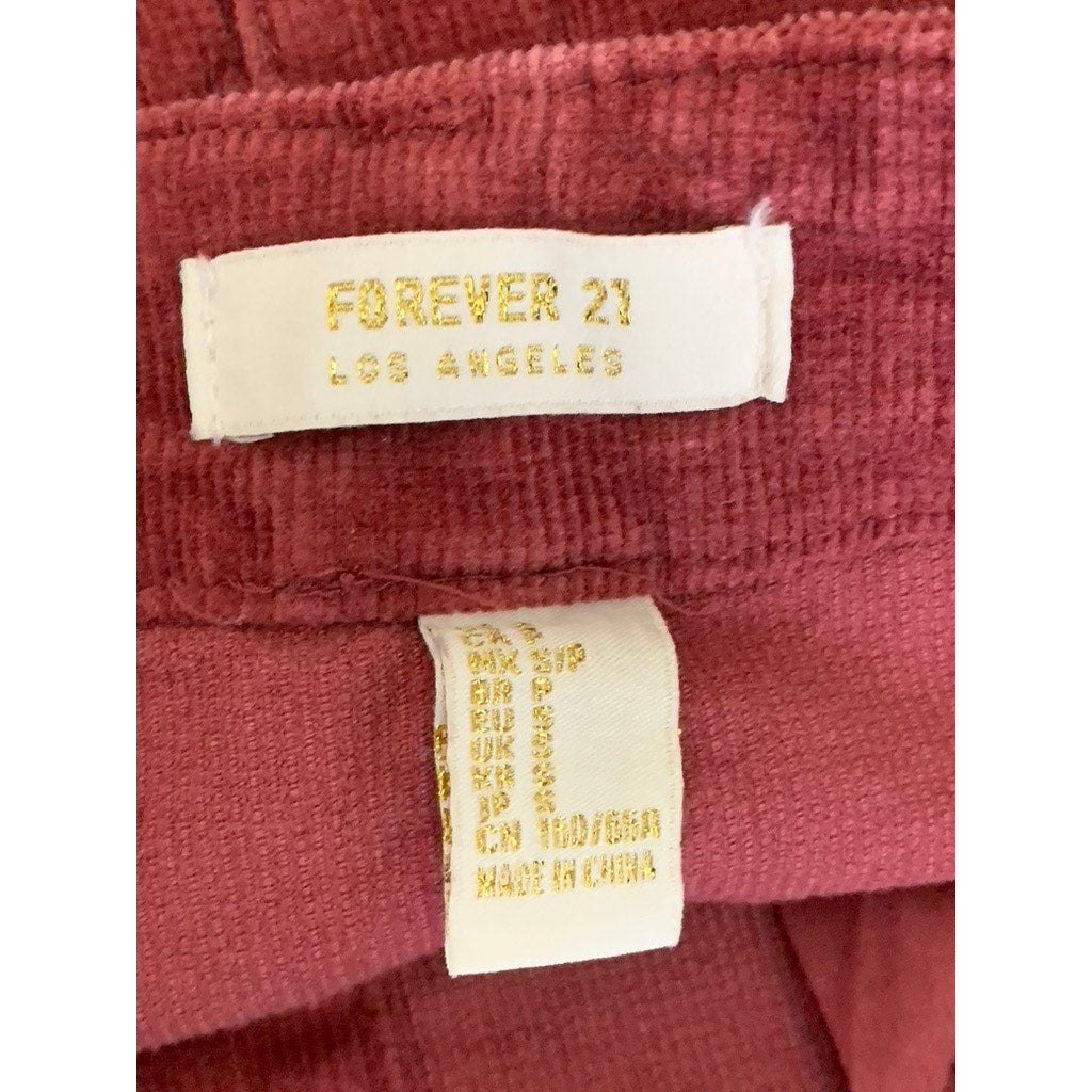 FOREVER 21 Women's Burgundy Button-Front Corduroy Mini Skirt SZ S