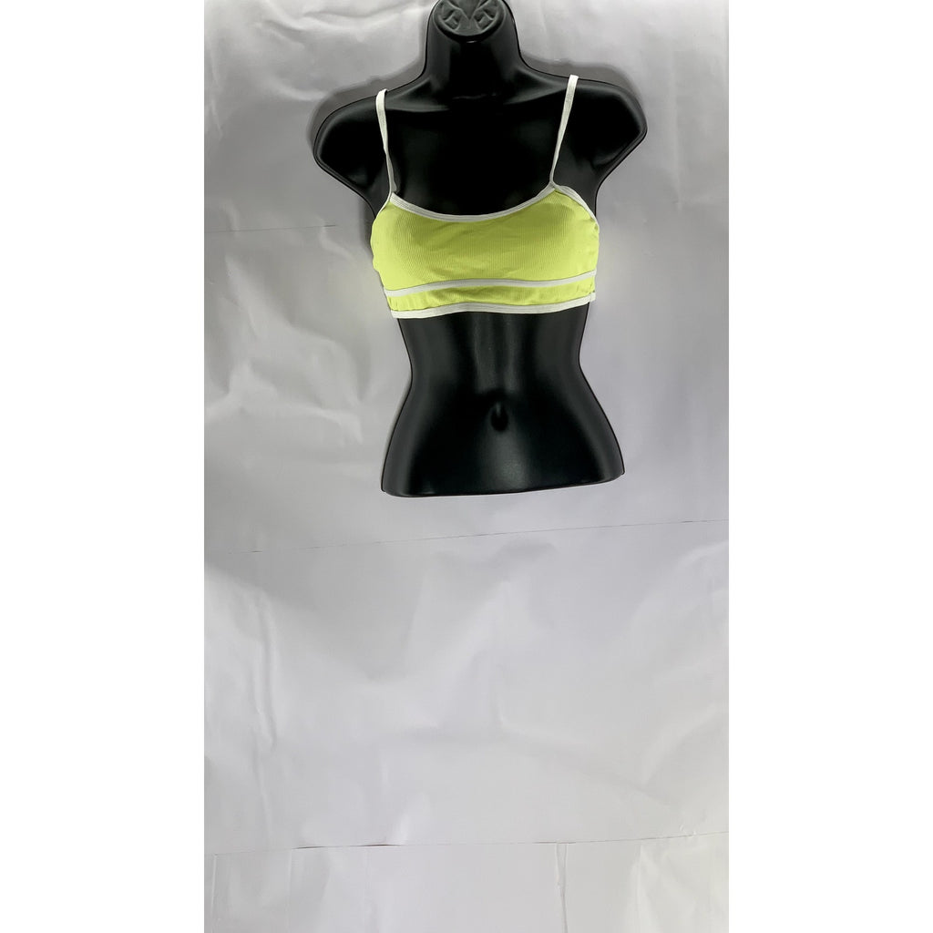 SHEIN Women's Yellow/White Ribbed Adjustable Strap Bralette SZ S