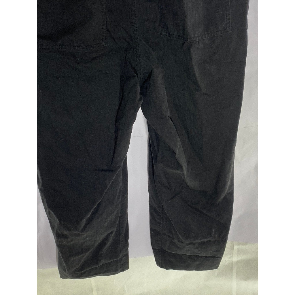 GAP Women's Petite Black Solid Demin Sleeveless Front Zip Jumpsuit SZ 10P