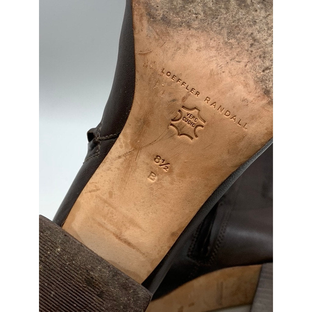 LOEFFLER RANDALL Women's Brown Leather Heeled Mid Boots SZ 8.5