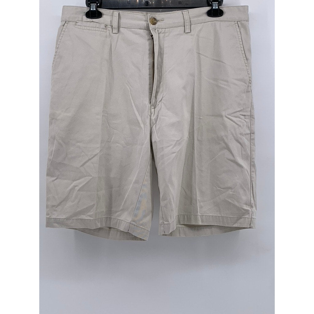 ST. JOHN'S BAY Men's Classic Cotton Beige Solid Dad Shorts SZ 38