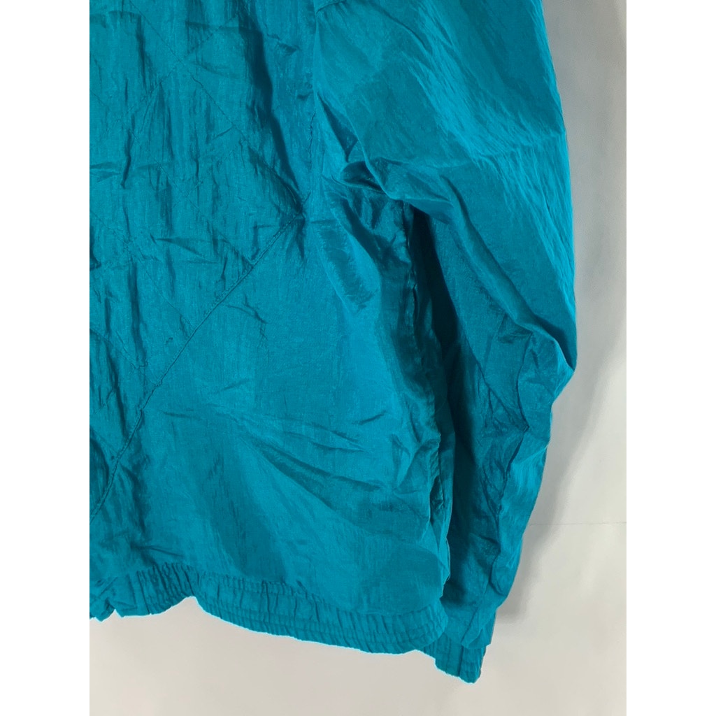 J.S AUTHENTICS Women's Petite Vintage Blue Zip-Up Nylon Windbreaker Jacket SZ PM