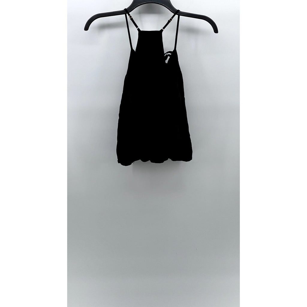 FOREVER 21 Women's Black Lace-Up V-Neck Spaghetti Strap Racerback Top SZ L