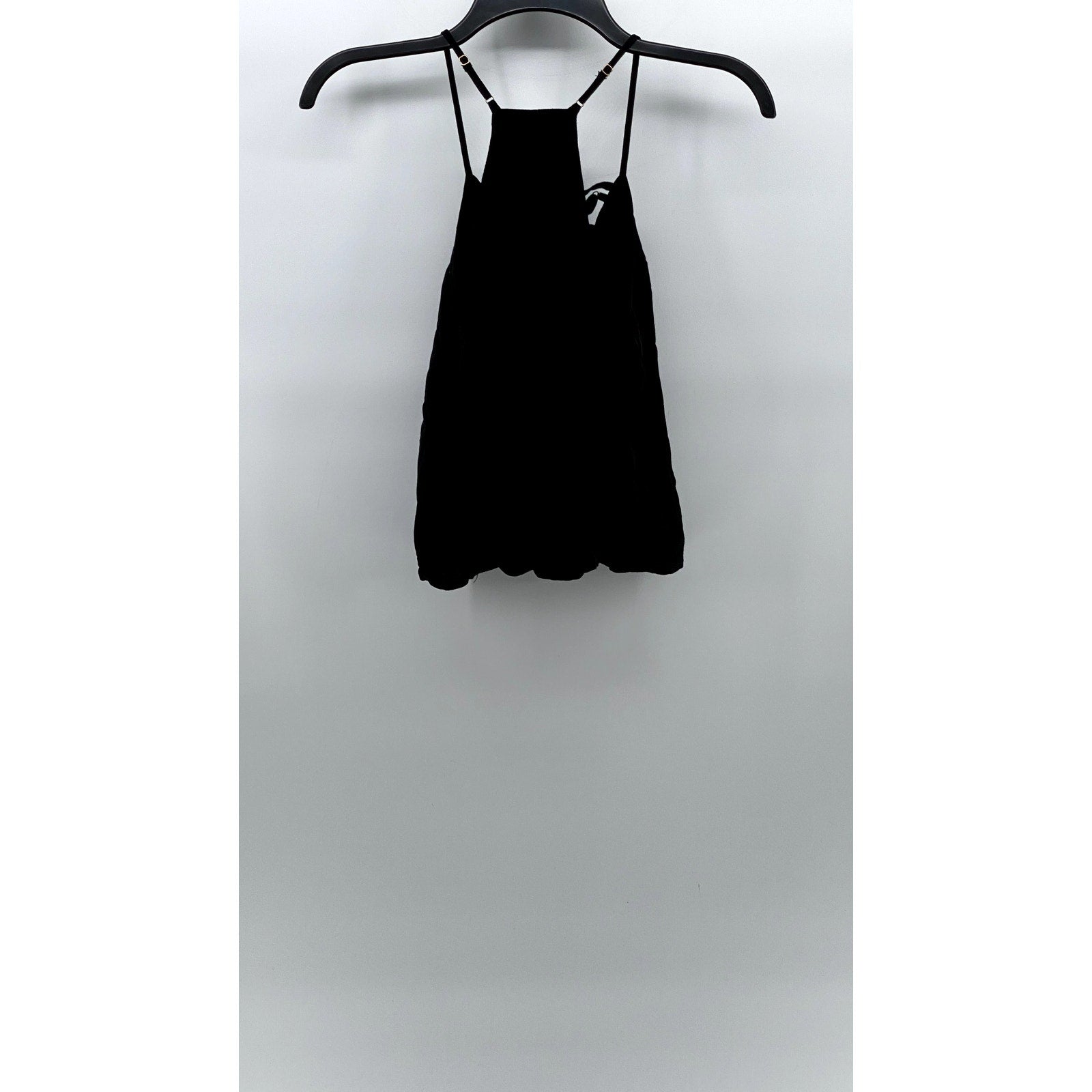 FOREVER 21 Women's Black Lace-Up V-Neck Spaghetti Strap Racerback Top SZ L