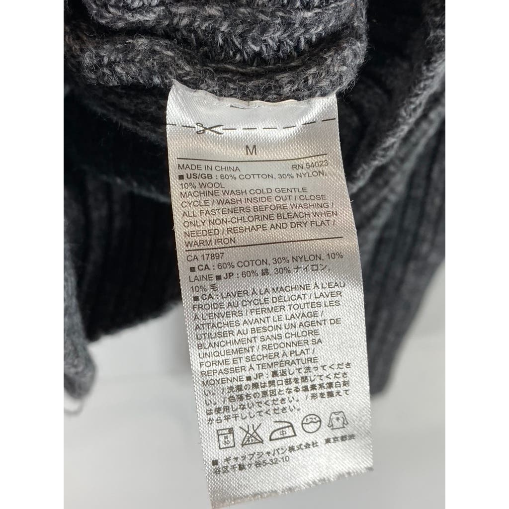 BANANA REPUBLIC Men's Charcoal/Black Cotton-Blend Shawl-Collar Cardigan SZ M