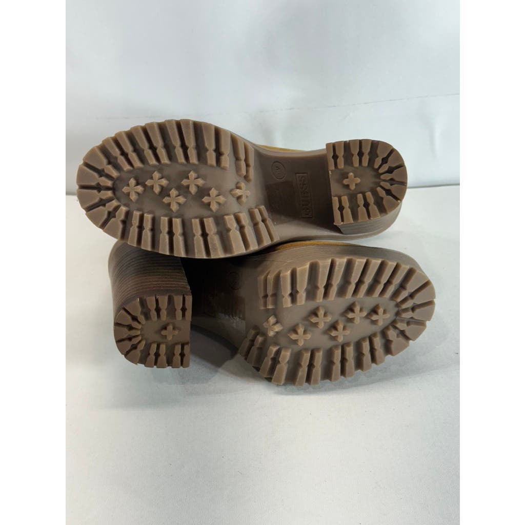 GUESS Women's Medium Brown Kelyna Lace-Up Lug-Sole Platform Booties SZ 7
