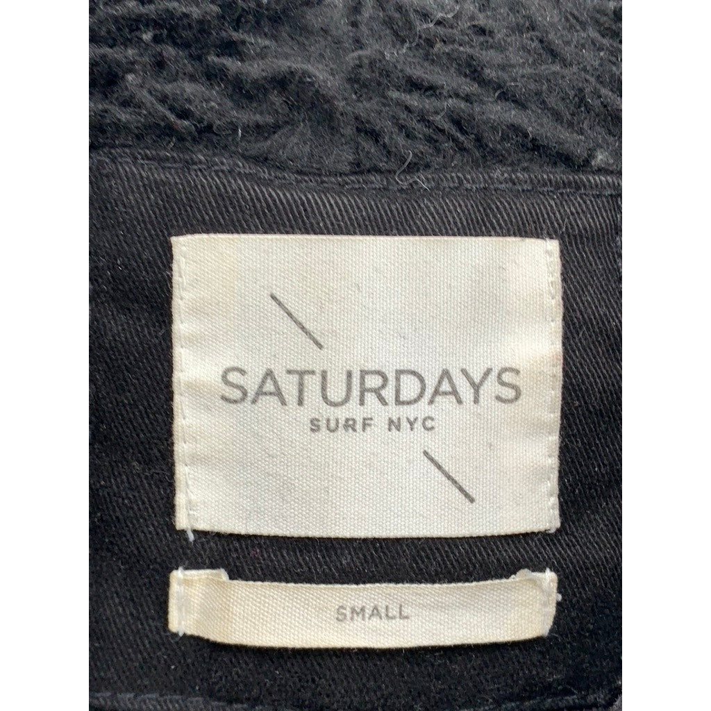 SATURDAYS SURF NYC Men's Black Faux Fur Parka Jacket SZ S