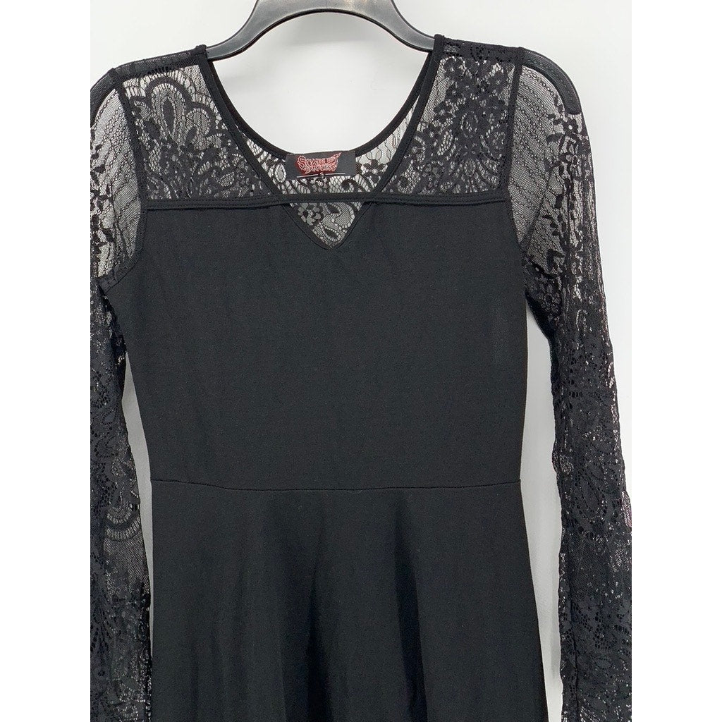 SCARLET DARKNESS Women's Black Long Sleeve Lace Midi Dress SZ S